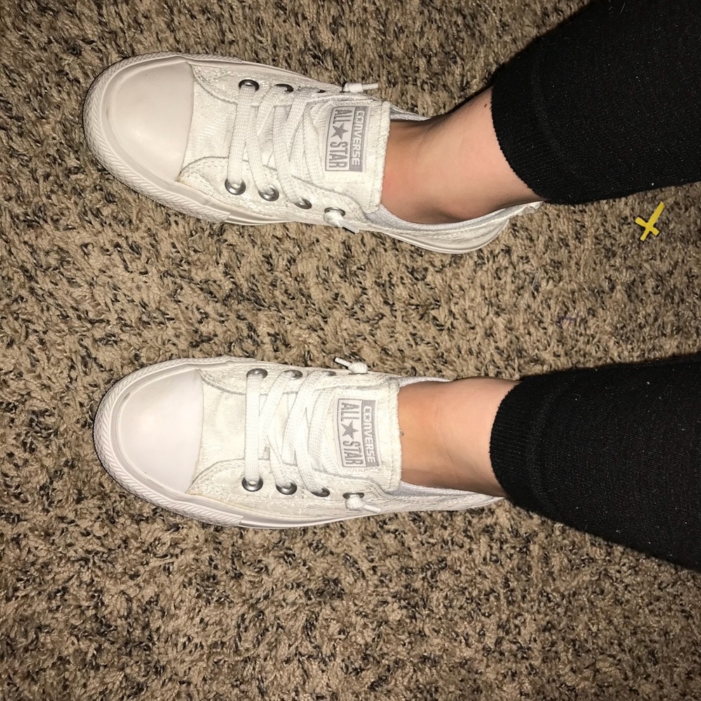 white converse slip ons